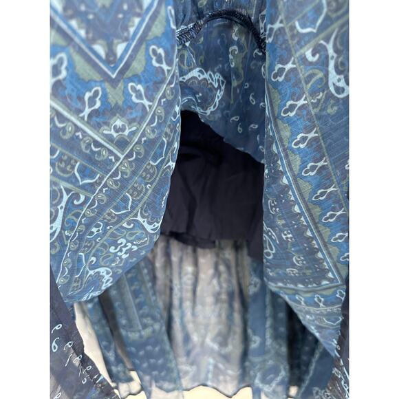 Coldwater Midi Skirt Blue Paisley Ruffle Elastic Stretch Waist Women Size 3X - Picture 4 of 12